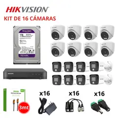 Hikvision - KIT 16 CÁMARAS DE SEGURIDAD FULL HD CON AUDIO DISCO WESTER DIGITAL PURPURA