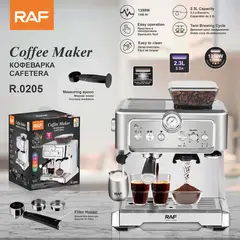 RAFF - CAFETERA ESPRESSO SEMIAUTOMÁTICA MOLINO INCLUIDO 15 BAR CON ESPUMADOR DE LECHE - 2.3L Y 1350W