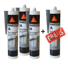 SIKA - 4x3 Silicona Acética para Vidrios Sikasil IA Gris 280 ml