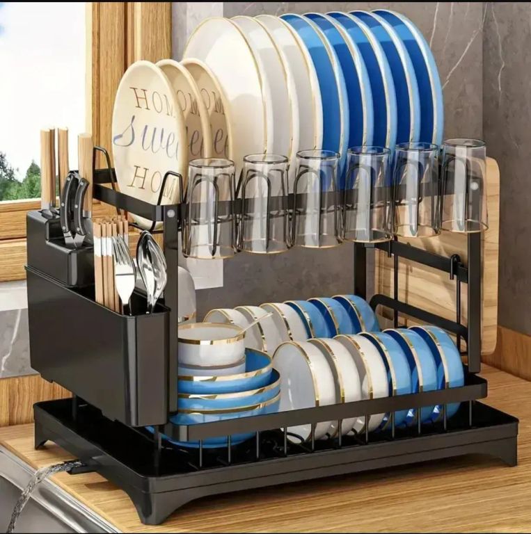 ESCURRIDOR DE PLATOS DE 2 NIVELES CON DRENAJE