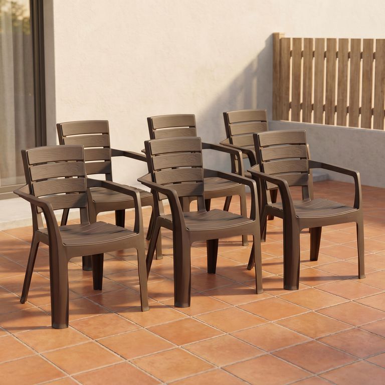 Sillas Plásticas Pack x 6 Apilables Interior Exterior Resistentes Duraderas RIMAX
