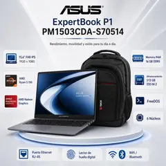 ASUS - Asus EXPERTBOOK PM1503CDA-S70514 15.6" LED FHD IPS AMD Ryzen 5 -150 3.3/4.55GHz, 16GB DDR5 + MOCHILA