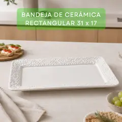 GENERICO - Bandeja de Cerámica Rectangular 31 x 17 cm