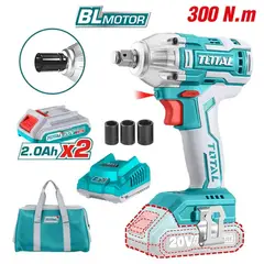 Total Tools - LLAVE DE IMPACTO 1/2" 20V 300NM INDUSTRIAL BRUSHLESS 2 BATERÍAS Y 1 CARGADOR TOTAL TIWLI2001