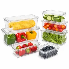 EVERSO - Set de 7 Organizadores Transparentes para Refrigerador y Cocina