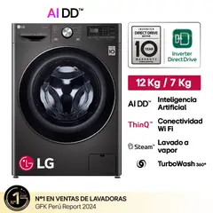 LG - Lavaseca LG WD12PVC3S6C 127 Kg Carga Frontal Negro Acero