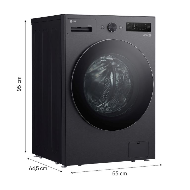 Avaseca Automática LG WD15EBNTSPG 15Kg Lavado 8Kg Secado Carga Frontal Negro