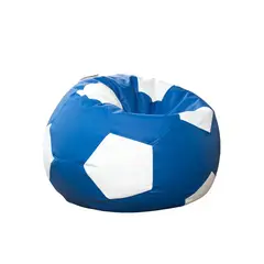 PUFF LIMA - Puff Pelota Grande Ultracuero Azul y blanco Pufflima