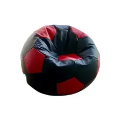 PUFF LIMA - Puff Pelota Grande Ultracuero Negro y rojo Pufflima