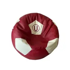 PUFF LIMA - Puff Pelota Grande Ultracuero Rojo Oscuro y beige Universitario Perù Pufflima