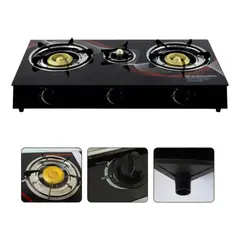 OEM - Cocina A Gas Con Tablero De Vidrio Templado 3 Hornillas