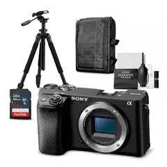 SONY - Cámara Sony Alpha a6400 Mirrorless Cuerpo Solo + Kit Ultimate de Accesorios