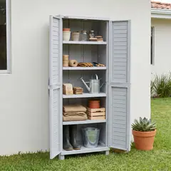 RIMAX - Armario Gabinete Organizador Estante Plástico 5 Entrepaños Exterior - Gris RIMAX