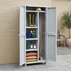 RIMAX - Gabinete Armario Organizador Estante Plástico 5 Entrepaños División Multiusos  Exterior - Gris RIMAX