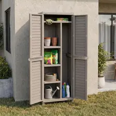 RIMAX - Gabinete Armario Organizador Estante Plástico 5 Entrepaños División Multiusos  Exterior - Beige RIMAX