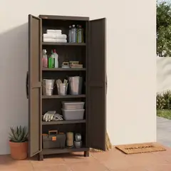 RIMAX - Armario Gabinete Organizador Estante Plástico 5 Entrepaños Exterior - Marrón RIMAX