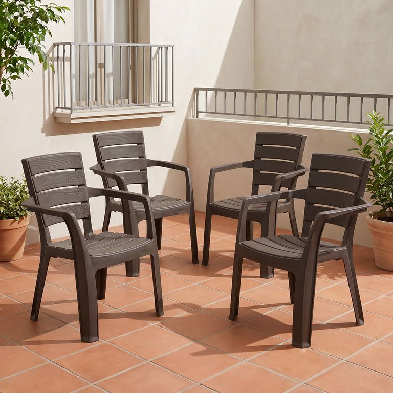 Sillas Plásticas Pack x 4 Apilables Interior Exterior Resistentes Duraderas RIMAX