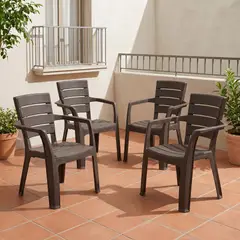 RIMAX - Sillas Plásticas Pack x 4 Apilables Interior Exterior Resistentes Duraderas RIMAX