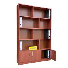 TEMEL - Estante de Melamina 120 cm KENT Color Cedro con 3 puertas inferiores - TEMEL