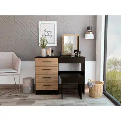 TUHOME - Mueble De Tocador Kaia 4 Cajones Con Silla Wengue Y Miel