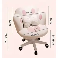 GENERICO - Silla De Tocador Kawai Escritorio Giratoria Huellita Almohadilla Ruedas Premium 190417