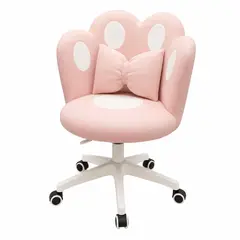 GENERICO - Silla De Tocador Kawai Escritorio Giratoria Huellita Almohadilla Ruedas Premium 190417-2
