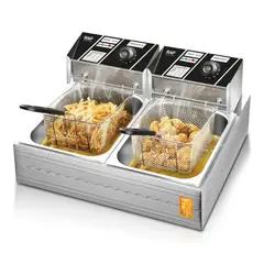 OEM - Freidora Eléctrica Doble Canastilla 11 litros Acero Inoxidable 5000 W RAF R.5221