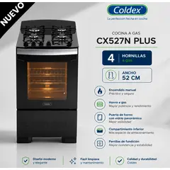 Coldex - COCINA NEGRA 52CM 4Q 20 NG GLASS COLDEX - CX527N
