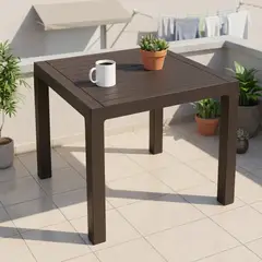 RIMAX - Mesa Plástica Tipo Madera Ideal Interior Exterior - Marrón RIMAX