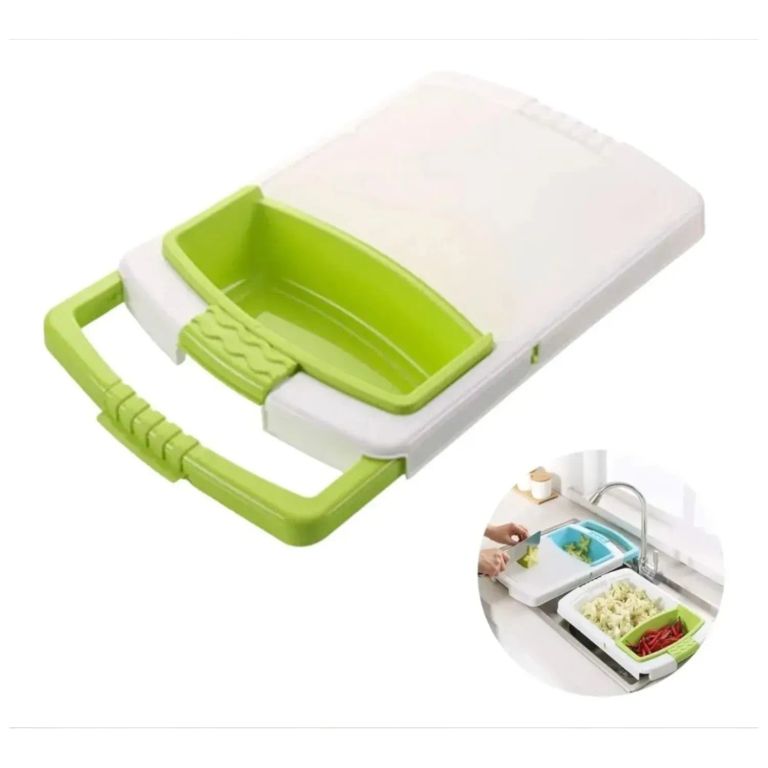 Tabla de Picar Multifuncional con Bandeja Recolectora y Contenedor Accesorio de Cocina