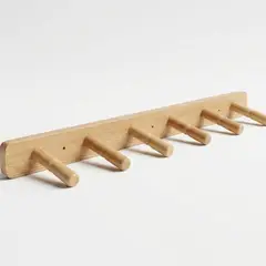 START FG - Perchero de Pared Rozino Beige con 6 Perchas en Madera Pino – 60 cm de largo