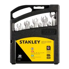 STANLEY - Juego de Llaves Combinadas Stanley 20 Piezas MM y Pulgadas Cromo Vanadio 85-783LA