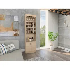 TUHOME - Bar Alto Con Portacopas 2 Puertas Beijing Rovere 180,0x51,0x32,0 Cm