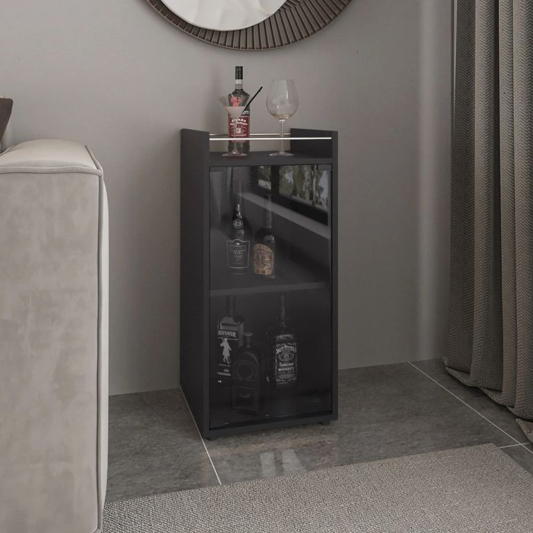 Bar Bajo 1 Puerta Vidrio Theba Wengue 81,3x38,1x37,6 Cm