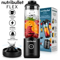 QUALITY PRODUCTS - Licuadora Portátil Nutribullet Flex 650 ml para Smoothies y Batidos Negro