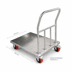 GENERICO - Carro de Carga Plataforma 1000 kg Acero Inoxidable