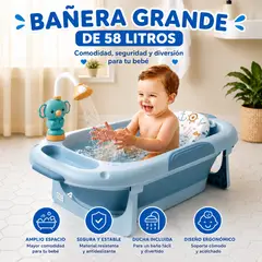 GENERICO - Tina Beñera Grande de 58 Lts con Regadera Electica y Cojin de Baño