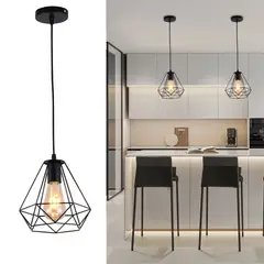 ROHE - Lámpara Colgante de Techo Metálica E27 Ø20 cm – Negro
