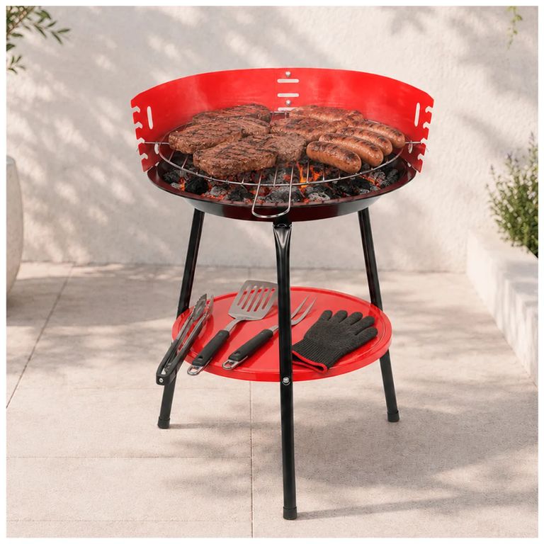 Parrilla Portátil Camping Roja con Base