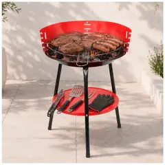 PIA HOME - Parrilla Portátil Camping Roja con Base