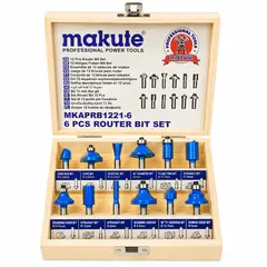 MAKUTE - Set De 12 Fresas Para Router Makute 1/4" Carpintería Madera Con Estuche