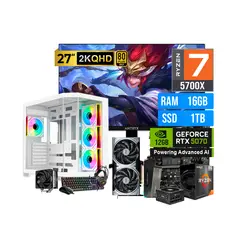 AMD - COMBO GAMER RYZEN 7 5700X 16GB 1TB SSD RTX 5070 8GB + MONITOR 27 QHD 200HZ