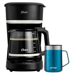 OSTER - Cafetera Programable Oster BVSTDCP121B + Taza Termica Contigo de Acero Inoxidable Azul