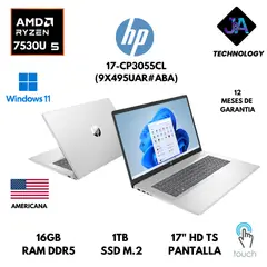 HP - LAPTOP HP 17-CP3055CL AMD RYZEN 5 7530U 16GB RAM 1TB SSD 17" HD WIN 11 AMERICANA