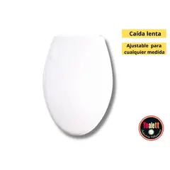 GENERICO - Asiento Tapa Inodoro Elongado Blanco Caída Lenta