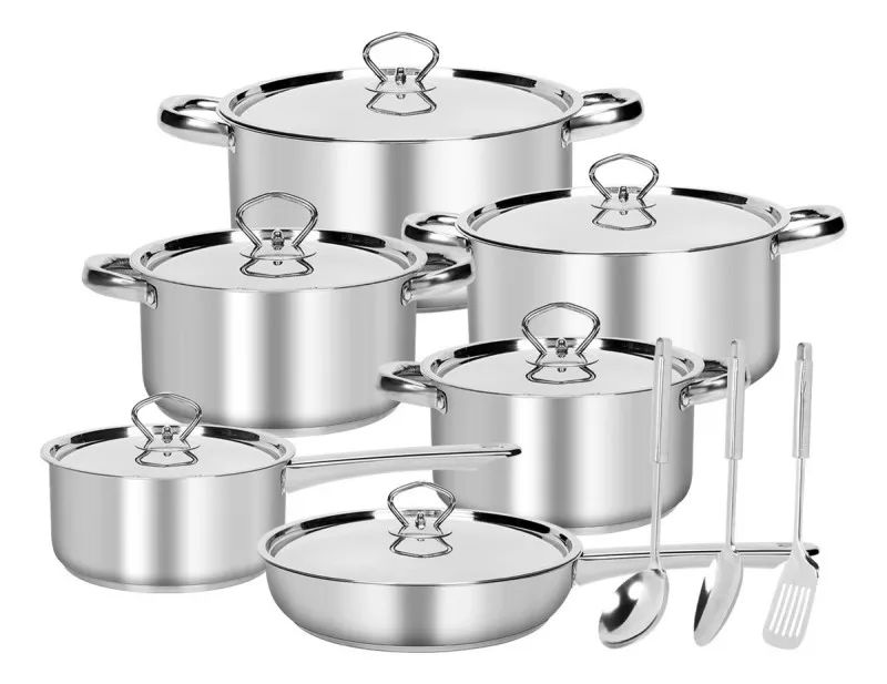 Juego de Ollas Batería De Cocina Inoxidable 15 Piezas