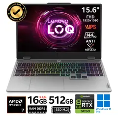 LENOVO - Laptop Lenovo LOQ 15AHP10, 15.6" FHD IPS, Ryzen 7 250, RAM 16 GB, SSD 512 GB, RTX 5050 8GB, Win 11.