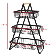 ELMEJORPRECIO - Frutero Escalera de 3 Niveles de Metal Negro