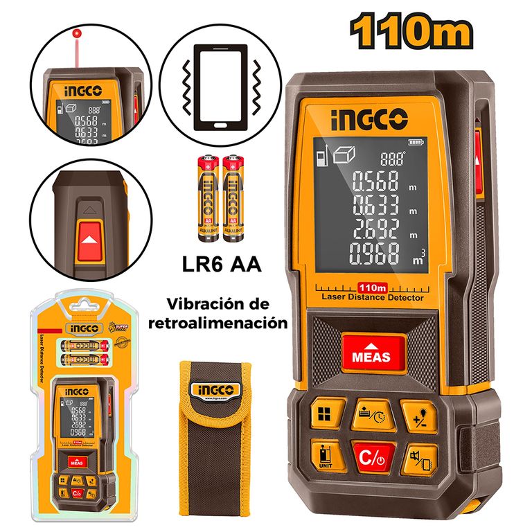 MEDIDOR DE DISTANCIA LÁSER INGCO 110M HLDD10089