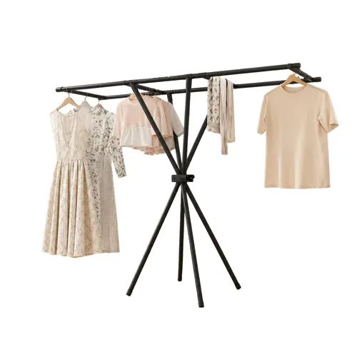 Tendedero Plegable para Ropa 140 x 55 x 130 cm Negro